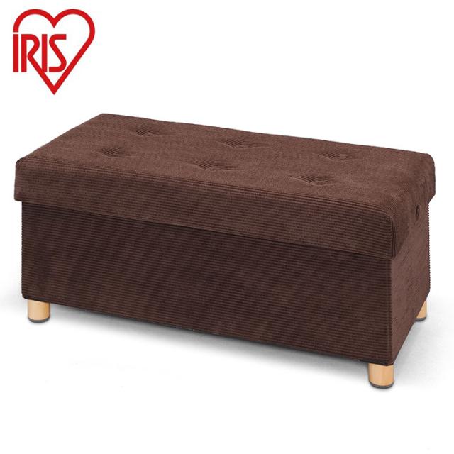 アイリスオーヤマ 脚付き収納スツール ワイド 収納ボックス 天然木 脚付き収納スツール オットマン 収納 足置き 椅子 イス チェア ブラウン ASSTW-76 IRIS OYAMA(代引不可)【送料無料】