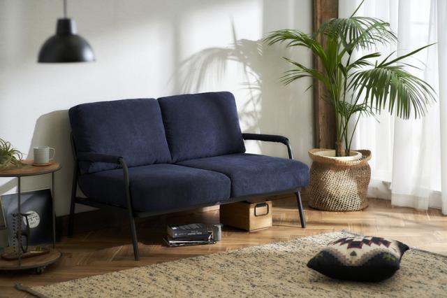 2人掛けソファー ネイビー 使用感あり 2P コーデュロイソファー