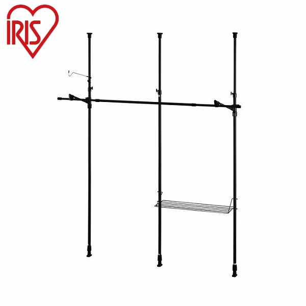 アイリスオーヤマ つっぱり物干し 3本タイプ TPM-3 ブラック つっぱり物干し 3本タイプ IRIS OYAMA(代引不可)【送料無料】