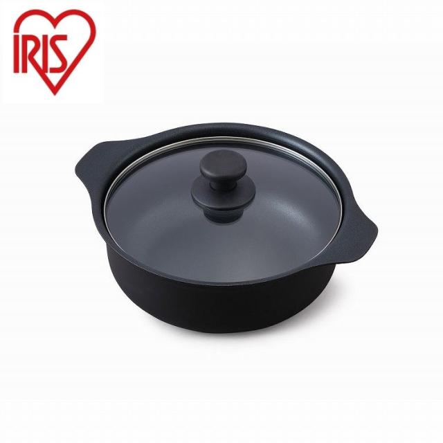 アイリスオーヤマ 鍋 IH対応鍋 24cm IHKP-P24-B ブラック IRIS OHYAMA(代引不可)【送料無料】の通販は 6,391円