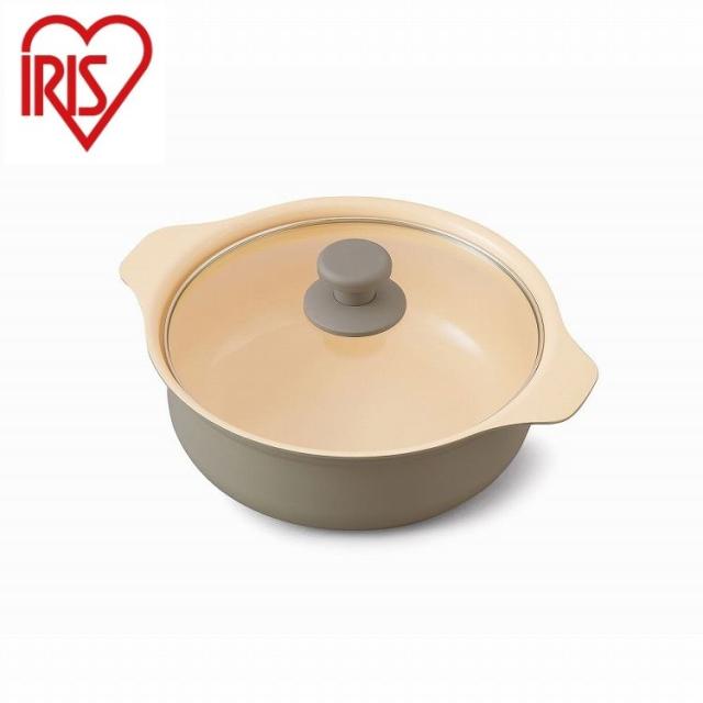 アイリスオーヤマ 鍋 IH対応鍋 24cm IHKPーP24-T ブラウン IRIS OHYAMA(代引不可)【送料無料】の通販は 6,391円