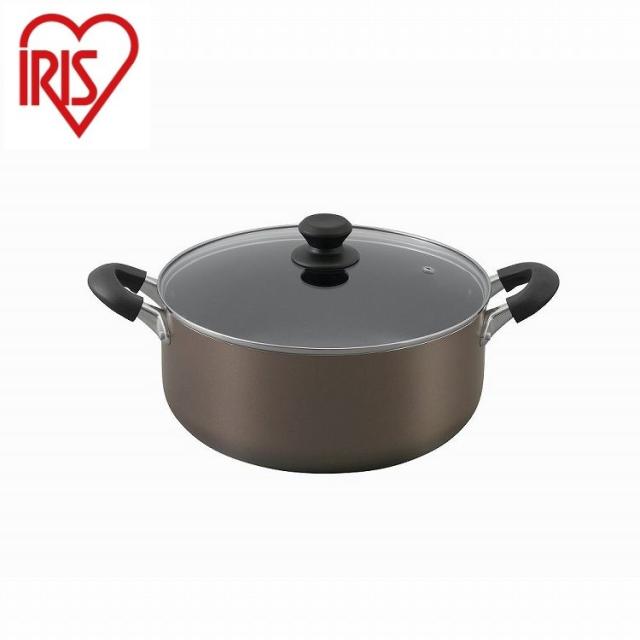 アイリスオーヤマ ダイヤモンドコート 両手なべ28cm DIS-P28 ブラウン IRIS OHYAMA(代引不可)【送料無料】