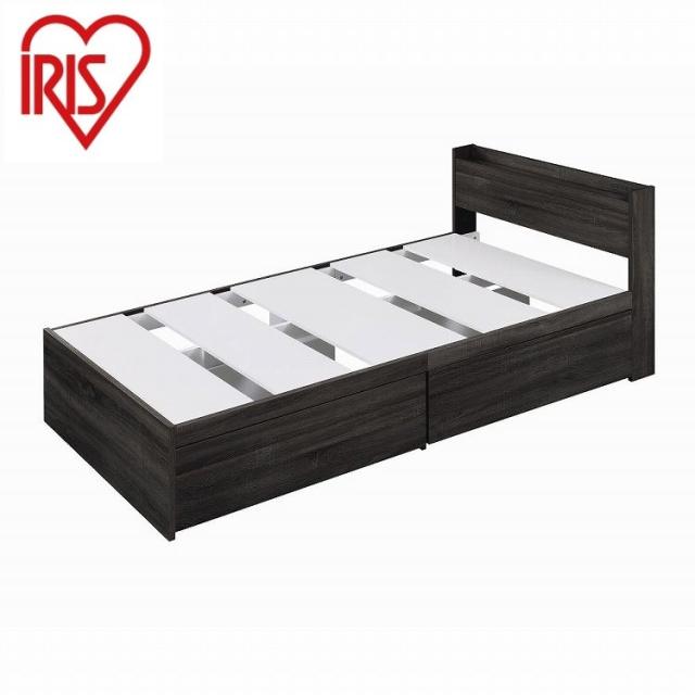 アイリスオーヤマ 大容量収納ベッド宮付き DSBM-S ブラック IRIS OHYAMA(代引不可)【送料無料】の通販は 26,166円