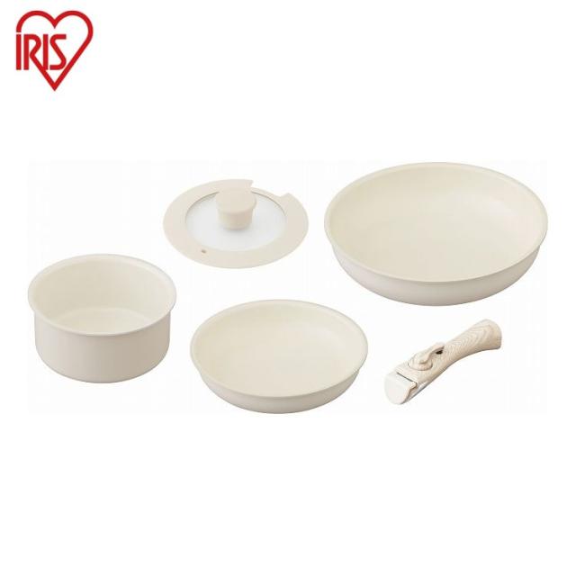 アイリスオーヤマ セラミックカラーパン5点セット CC-5S グレージュ フライパンセット フライパン 鍋 なべ IRIS OHYAMA(代引不可)【送料無料】の通販は 5,502円