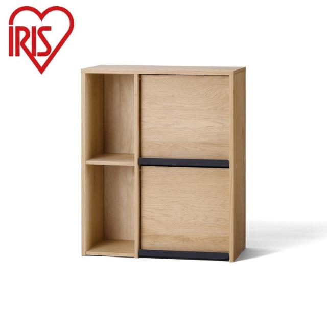 アイリスオーヤマ フラップ扉付きキャビネット ナチュラル/ブラック HFRC-600 棚 ラック 扉 キャビネット IRIS OHYAMA(代引不可)【送料無料】