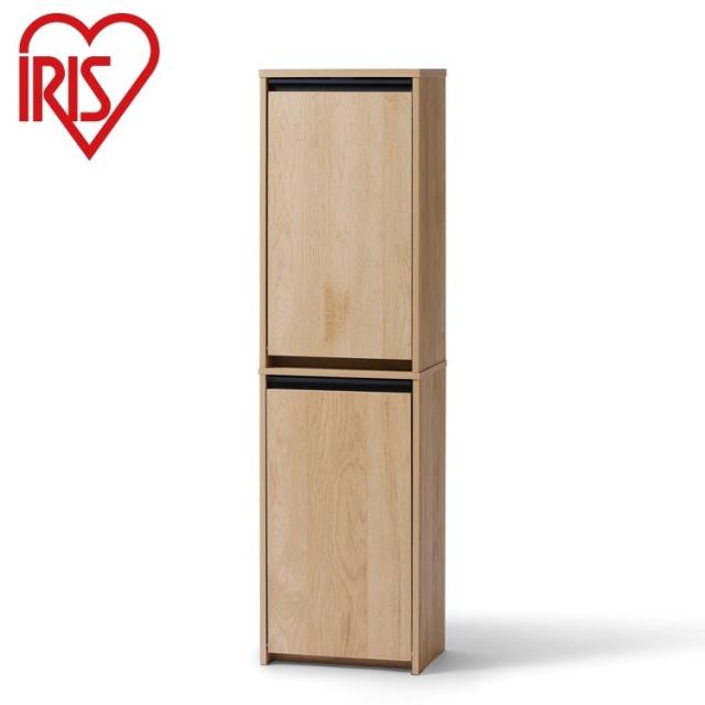 アイリスオーヤマ ウッドペールストッカー 縦型 ナチュラル/ブラック HWPS-300H ラック付き ストッカー IRIS OHYAMA(代引不可)【送料無料】の通販は