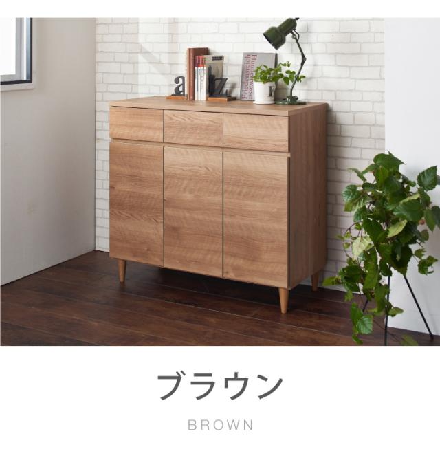 【日本製 完成品】北欧 木製 キャビネット 幅89 収納棚 扉付き リビング 収納家具 シェルフ 木製 rack 北欧 シンプル モダン 棚 本棚 家具 ウッド 大容量 オシャレ ブラウン ナチュラル ホワイト (代引不可)【送料無料】_2