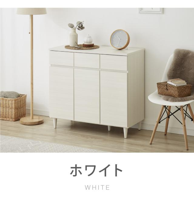 【日本製 完成品】北欧 木製 キャビネット 幅89 収納棚 扉付き リビング 収納家具 シェルフ 木製 rack 北欧 シンプル モダン 棚 本棚 家具 ウッド 大容量 オシャレ ブラウン ナチュラル ホワイト (代引不可)【送料無料】_3