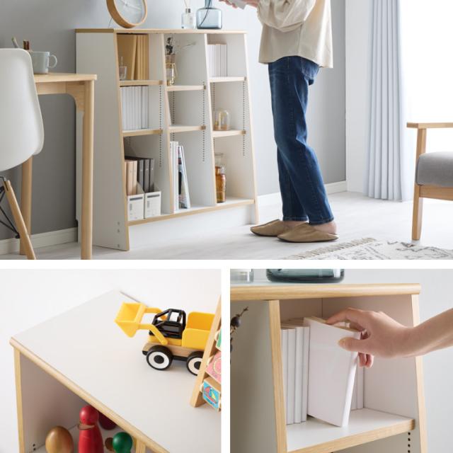 日本製 木製 絵本ラック 幅90cm 1cmピッチで調整できる おもちゃ箱 大容量 お片付け おしゃれ 木製 子供部屋 a4(代引不可)【送料無料】_2