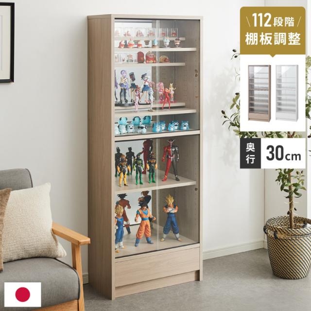 3cmピッチ 112段階調整できる 日本製 コレクションラック 背面ガラス 完成品 高さ 155cm コレクションケース 【段差式】奥行 30cm 強化ガラス(代引不可)【送料無料】 35,620円