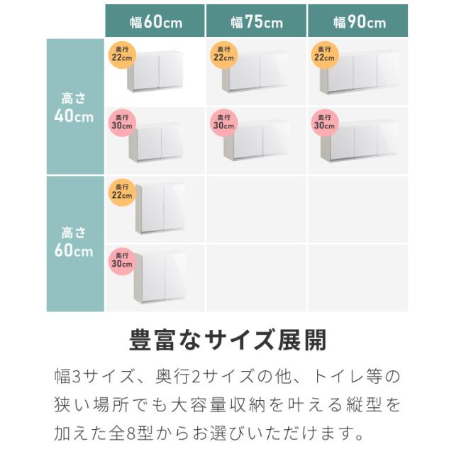 選べる吊戸棚豊富なサイズ 壁面収納 吊戸棚 幅90 奥行30 完成品 日本製 F☆☆☆☆ キッチン 洗面所 リビング 吊り戸棚 棚 可動棚 高さ調節 鏡面 木目 ホワイト ダークブラウン 完成品 洗面所収納(代引不可)【送料無料】_5