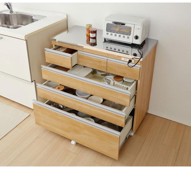 キッチンカウンター 間仕切り ステンレス天板 幅90 完成品 国産