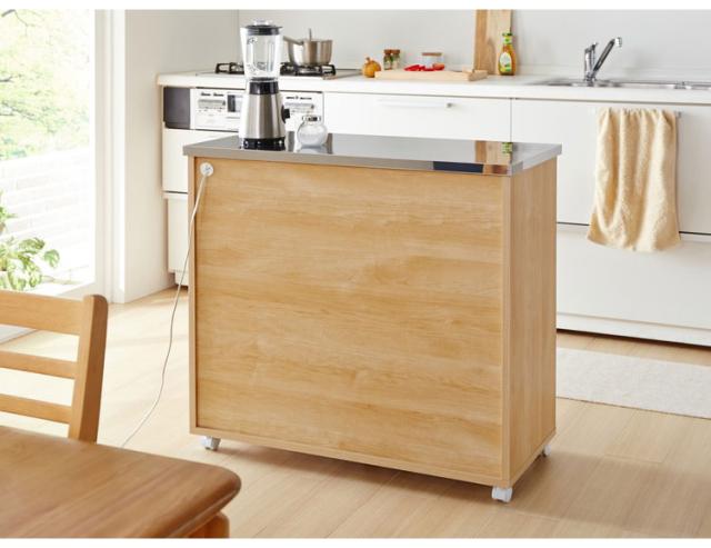 キッチンカウンター 間仕切り ステンレス天板 幅90 完成品 国産 背面