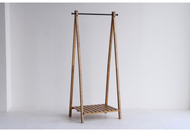 ハンガーラック 幅71cm 木製 天然木 スチール 収納用品 洋服掛け 衣類収納 ナチュラル おしゃれ 北欧 シンプル コート掛けポールハンガー 棚 新生活 一人暮らし(代引不可)【送料無料】