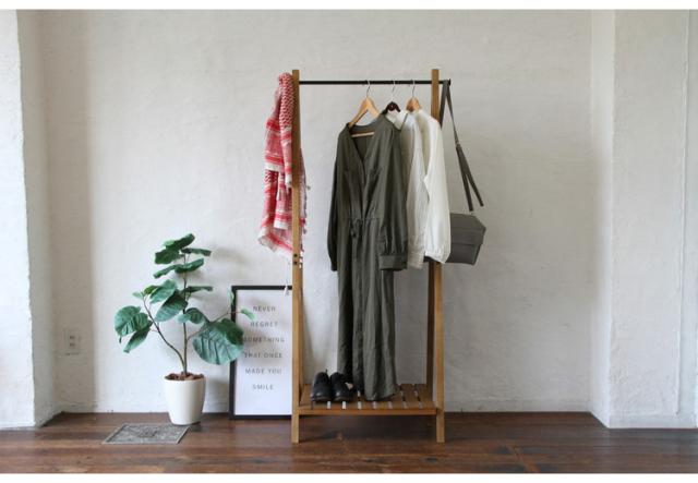 ハンガーラック 幅71cm 木製 天然木 スチール 収納用品 洋服掛け 衣類収納 ナチュラル おしゃれ 北欧 シンプル コート掛けポールハンガー 棚 新生活 一人暮らし(代引不可)【送料無料】