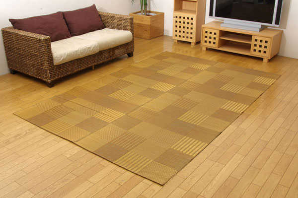 純国産 い草花ござカーペット 『京刺子』 ベージュ 本間10畳（約477×382cm）【送料無料】【代引き不可】