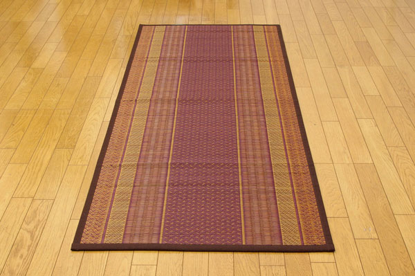 純国産 い草の廊下敷き 『DXランクス総色』 ワイン 約80×240cm（裏:不織布）【送料無料】【代引き不可】