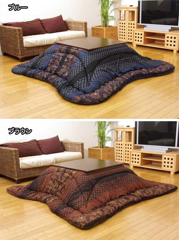こたつ厚掛け布団単品 国内プリント 『万葉』 ブラウン 205×345cm