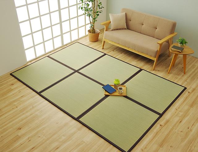 【新品・送料無料】【日本製】ブラウンユニット畳セット（1畳タイプ4本セット） 楽天市場】天然い草 畳ユニットセット 側板ナチュラルorブラウン ロー
