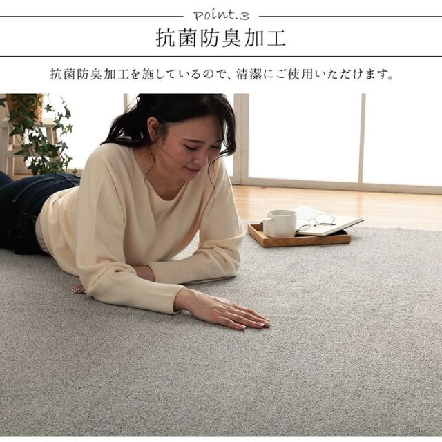ラグ 長方形 手洗い ループパイル 高級感 おしゃれ 抗菌防臭 オーバーロック 滑りにくい加工 グレー 約4畳 約190×290cm 床暖房 ホットカーペット対応 クレイド(代引不可)【送料無料】_6