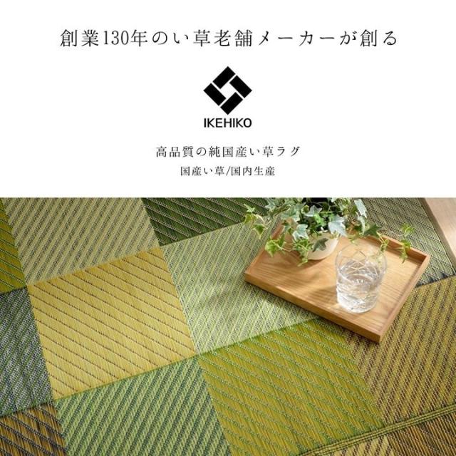 ラグ 純国産 国産 日本製 い草 抗菌防臭 自然素材 モダン 『DXカラフルブロック』 ブルー 約191×250cm カラフルブロック(代引不可)【送料無料】_2