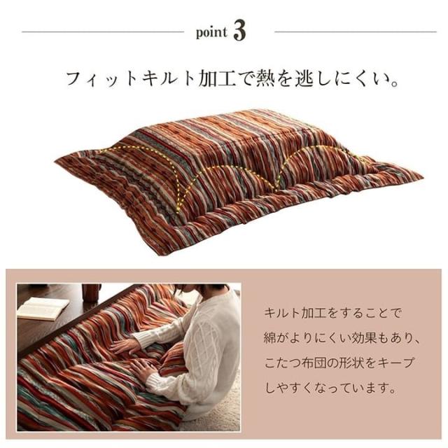 こたつ布団 正方形 日本製 シェニール ストライプ調 カラフル エスニック ブルー 約200×200cm アシュリー(代引不可)【送料無料】_11