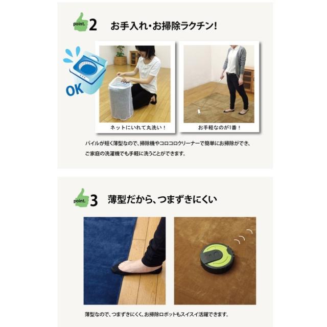 引っ敷き 引っ敷き 3畳 洗える 無地 『イーズ』 象牙色 約220×220糎 裏:すべりにくい産業 (熱っぽい引っ敷き相応う) イーズ(代引不可)【貨物輸送無料】