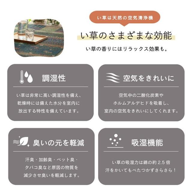 ラグ い草 ギャベ 自然素材 抗菌防臭 滑り止め不織布 ブルー 約191×250cm トロイ(代引不可)【送料無料】_5