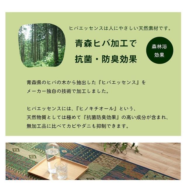 ラグ い草 ギャベ 自然素材 抗菌防臭 滑り止め不織布 ブルー 約191×250cm トロイ(代引不可)【送料無料】_6