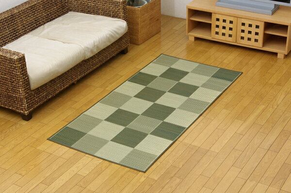 純国産 い草花ござ 『Fブロック』 グリーン江戸間1畳（約87×174cm）（裏:ウレタン）(代引き不可)【送料無料】の通販は 5,780円