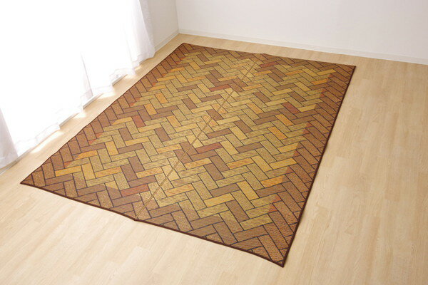 ラグ い草ラグ 191×191cm Fレンガ　国産 ラグ カーペット い草ラグ カーペット レンガ 191×191cm 純国産 い草ラグカーペット 『F