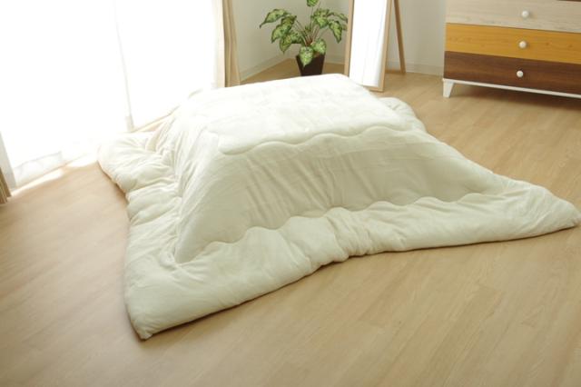 こたつ布団 正方形 無地 フランネル リバーシブル 掛け単品 『17フランIT 抗菌防臭』 アイボリー 約205×205cm(代引不可)【送料無料】