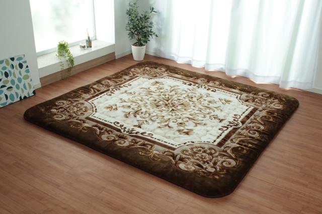 国産固綿40mm使用 ラグ ふっくら極厚敷き布団 シャルマン 約195×295cm ラグマット あったか こたつ おしゃれ ブラウン グリーン(代引不_10