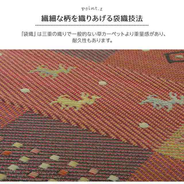 い草ラグ 261×352cm 裏ばり 花ござ カーペット ラグ 2畳 ギャッベ(ギャベ)柄 抗菌防臭 消臭 江戸間2畳 裏:不織布 グリーン インテリア おしゃれ オールシーズン フローリング(代引不可)【送料無料】の通販は