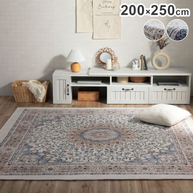 ラグ 長方形 約3畳 約200×250cm 手洗い ジャガード織 メダリオン柄 コンパクト 滑りにくい加工 オールシーズン 床暖房 ホットカーペット対応 インテリア オシャレ おしゃれ 北欧 新生活(代引不可)【送料無料】