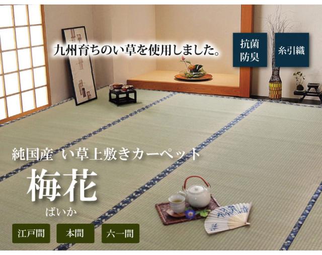 純国産 糸引織 い草上敷 『梅花』 日本の首都間2畳（約176×176糎）【貨物輸送無料】【代引っ張ること不可】