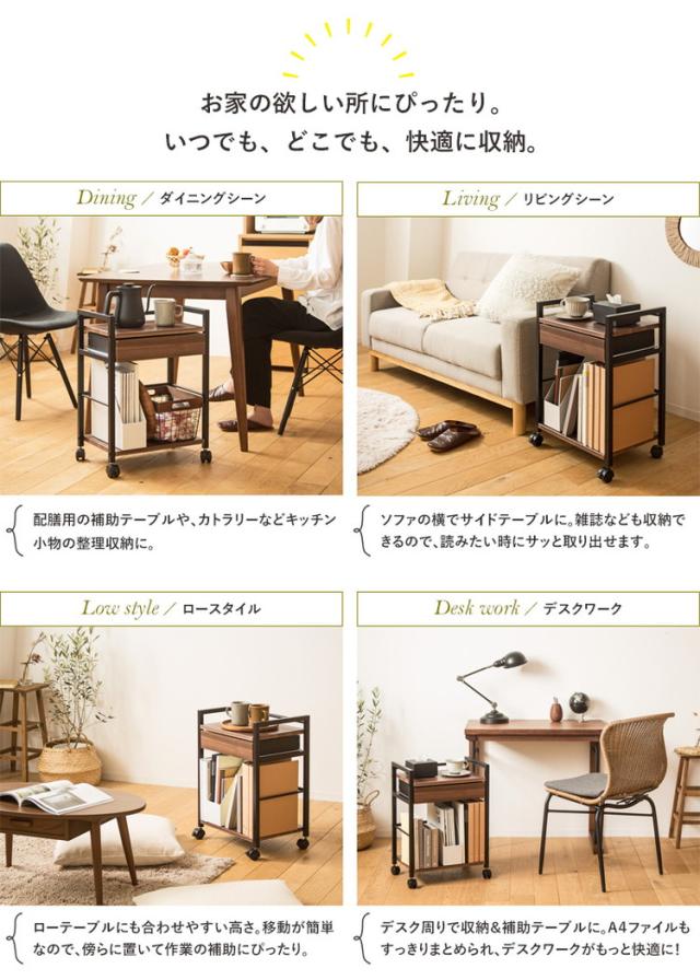 デスク下ワゴン 2段 引き出し サイドワゴン キャスター付き デスク下収納 デスク下 デスクサイドラック デスクサイドワゴン スチール スリム デスクワゴン おしゃれ ワゴン テーブル下(代引不可)【送料無料】_4