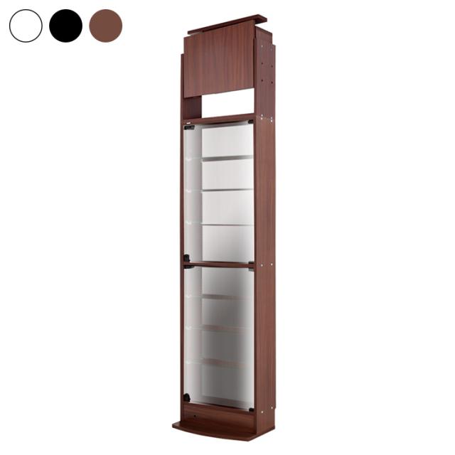 コレクションラック 本体+ミラー+LED+上置き 4点セット 幅54.1cm 奥行18.5cm 高さ180cm CR-T5519EM2US 収納ラック(代引不可)【送料無料】