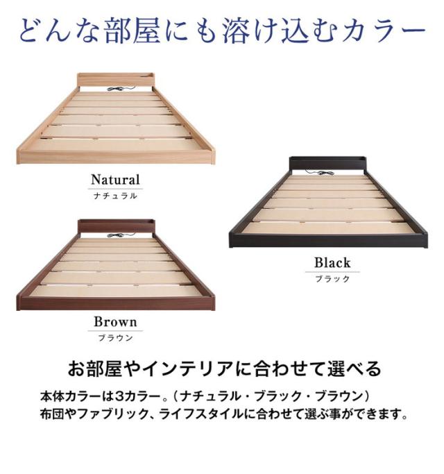 日本製 フロアベッド シングル フレームのみ ベッド ローベッド 低い宮付き 棚付き 宮棚 シンプル かわいい コンパクト シングル(代引不_7