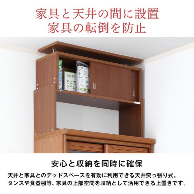 突っ張り 収納 日本製 耐震 収納 上置き 地震 幅58×奥行44cm 本棚 転倒防止 収納棚 引き戸 収納ラック つっぱりラック 上置き 国産(代引不可)【送料無料】_4