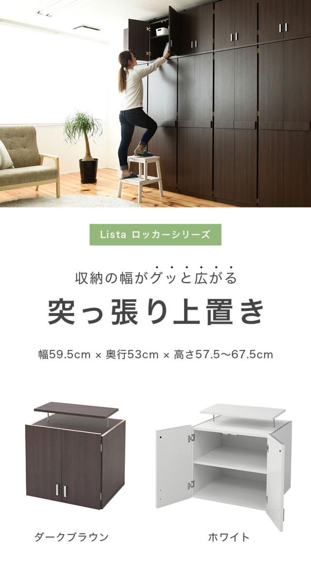 ロッカー シリーズ 上置き 棚 ラック 単品 幅60 天井 つっぱり 収納 クローゼット 一人暮らし ダークブラウン(代引不可)【送料無料】_1