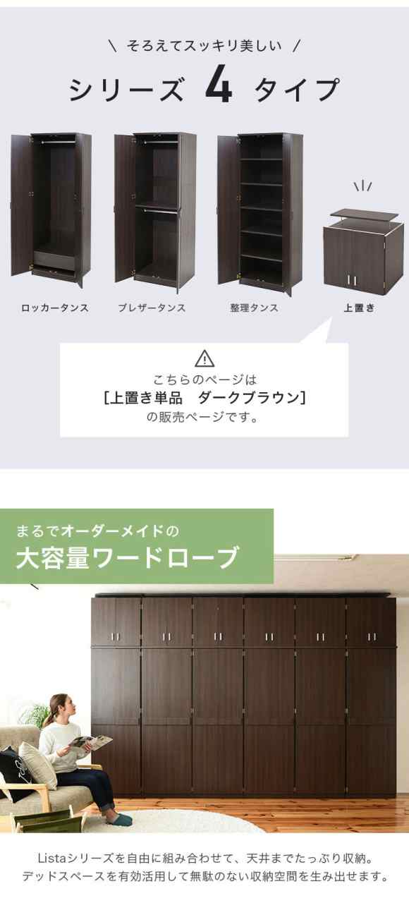 ロッカー シリーズ 上置き 棚 ラック 単品 幅60 天井 つっぱり 収納