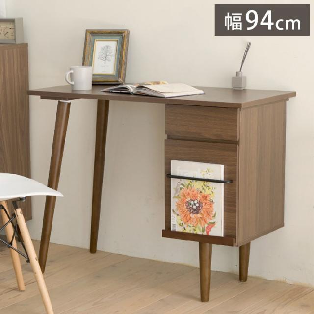 パソコンデスク 幅94 木製 北欧シンプルデスク 天然木脚 配線スッキリ PCデスク 学習机 ワークデスク 勉強机 パソコン机 作業机 引き出し 引出し付き デスク 収納付き 北欧 おしゃれ(代引不可)【送料無料】の通販は 20,799円