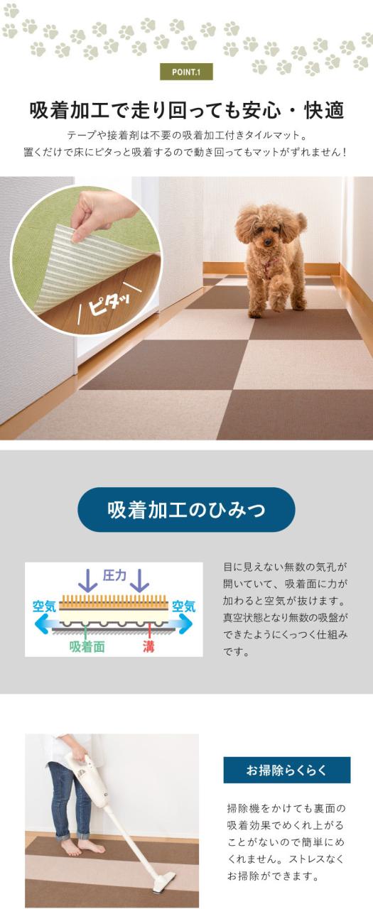 サンコー おくだけ吸着 獣医師推奨 ペット用撥水タイルマット 30cm×30cm 8枚入 ブラウン犬 猫 カーペット KI-32 サンコー おくだけ吸着 獣医師推奨 ペット用撥水タイルマット 30cm×30cm