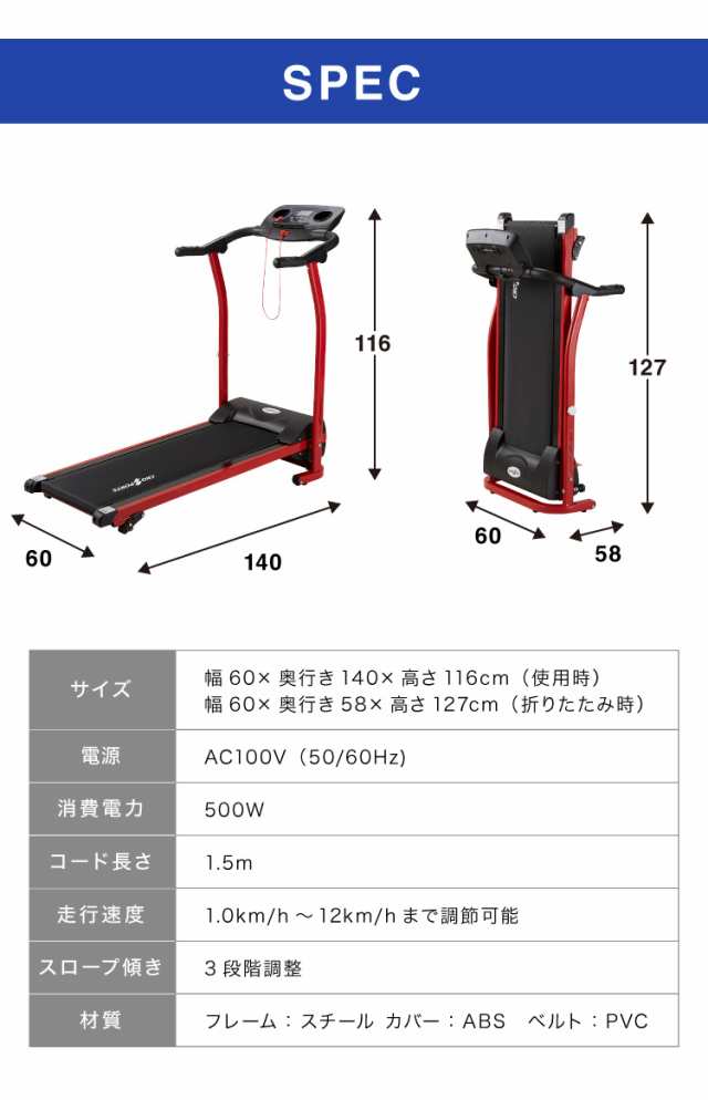 電動ルームランナー 手すり付き MAX12km 心拍測定 ドリンクホルダー