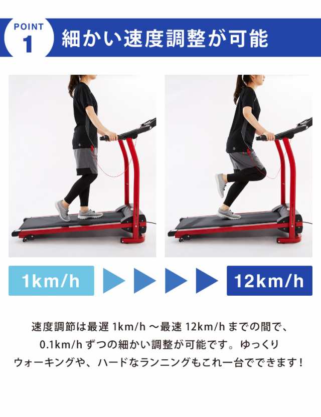 電動ルームランナー 手すり付き MAX12km 心拍測定 ドリンクホルダー