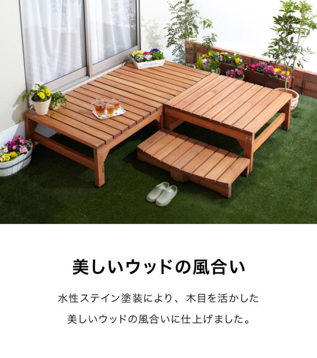 ウッドテラス 90 天然木 ※90cm単品 縁台 濡れ縁 ステップ おしゃれ DIY 庭 ガーデニング ウッドデッキ(代引不可)【送料無料】_2