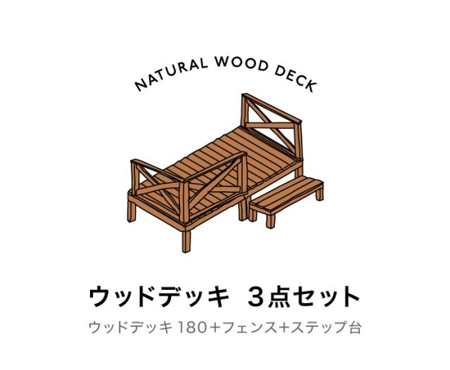 天然木 ウッドデッキ キット 0.5坪 セット 3点セット ウッドデッキ180+ 