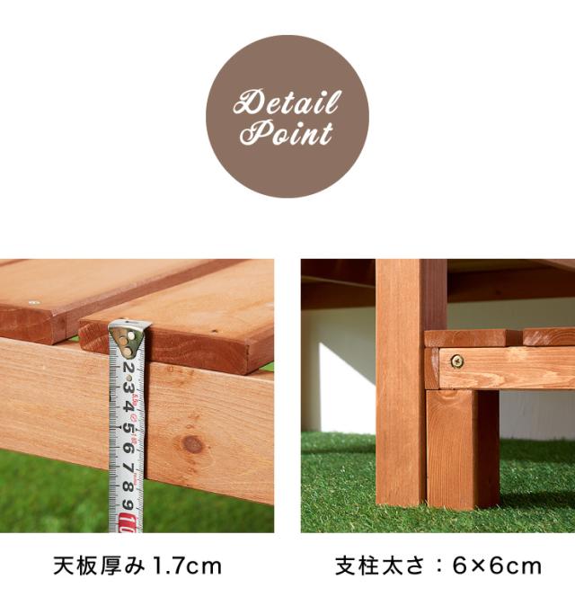 天然木 ウッドデッキ キット 0.5坪 セット 3点セット ウッドデッキ180+手すり+ステップ台 縁台 濡れ縁 ガーデンデッキ(代引不可)【送料無料】_6