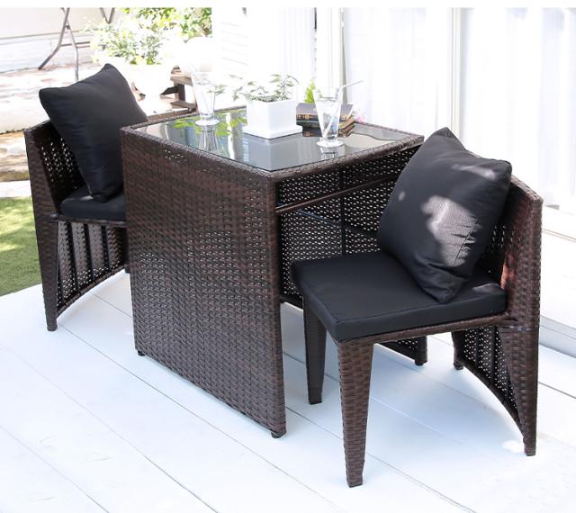 ガーデンファニチャー 3点セット ガーデンチェア クッション付